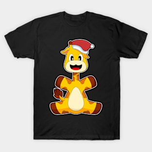 Giraffe Christmas Santa hat T-Shirt